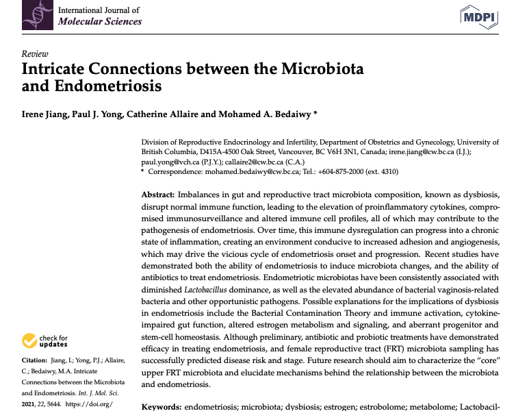 Intricate Connections between the Microbiota and Endometriosis